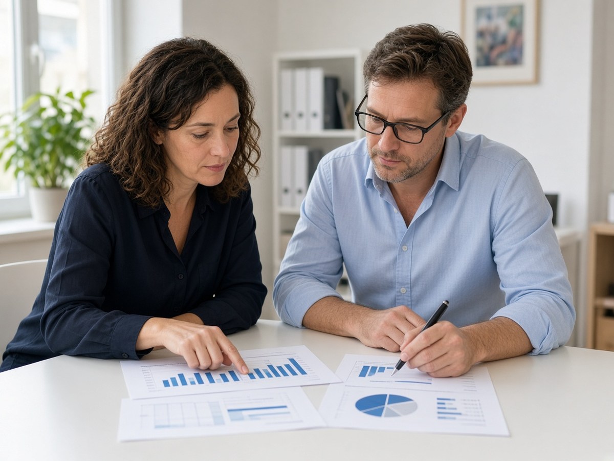 Przegląd wydrukowanych wykresów na stole